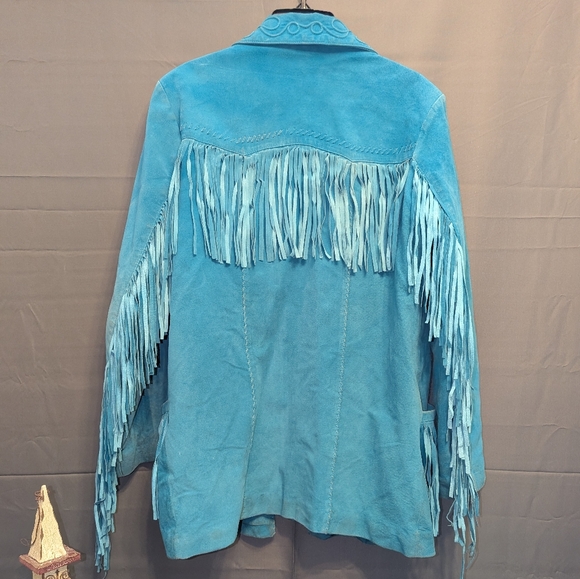 Marc Mattis Turquoise Suede Fringe Jacket - Picture 2 of 8